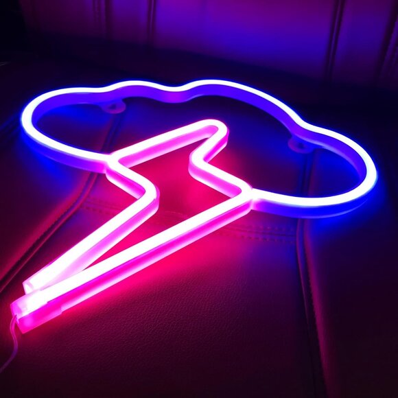 Cloud and Lightning Neon Signs USB Battery LED Wall Decor for Kids Room Party - Picture 2 of 8